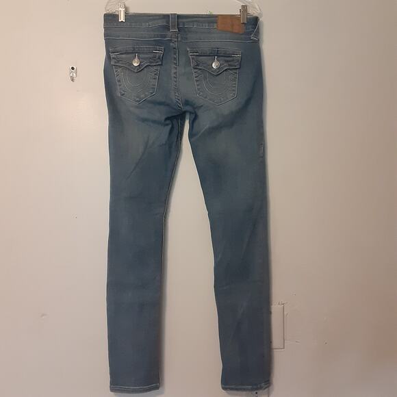 True Religion Jeans Womens Size 30 Skinny Whiskers Flap Pockets Stretch - Picture 5 of 9